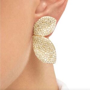Aurelia Pave Sculpted Leaf Earrings